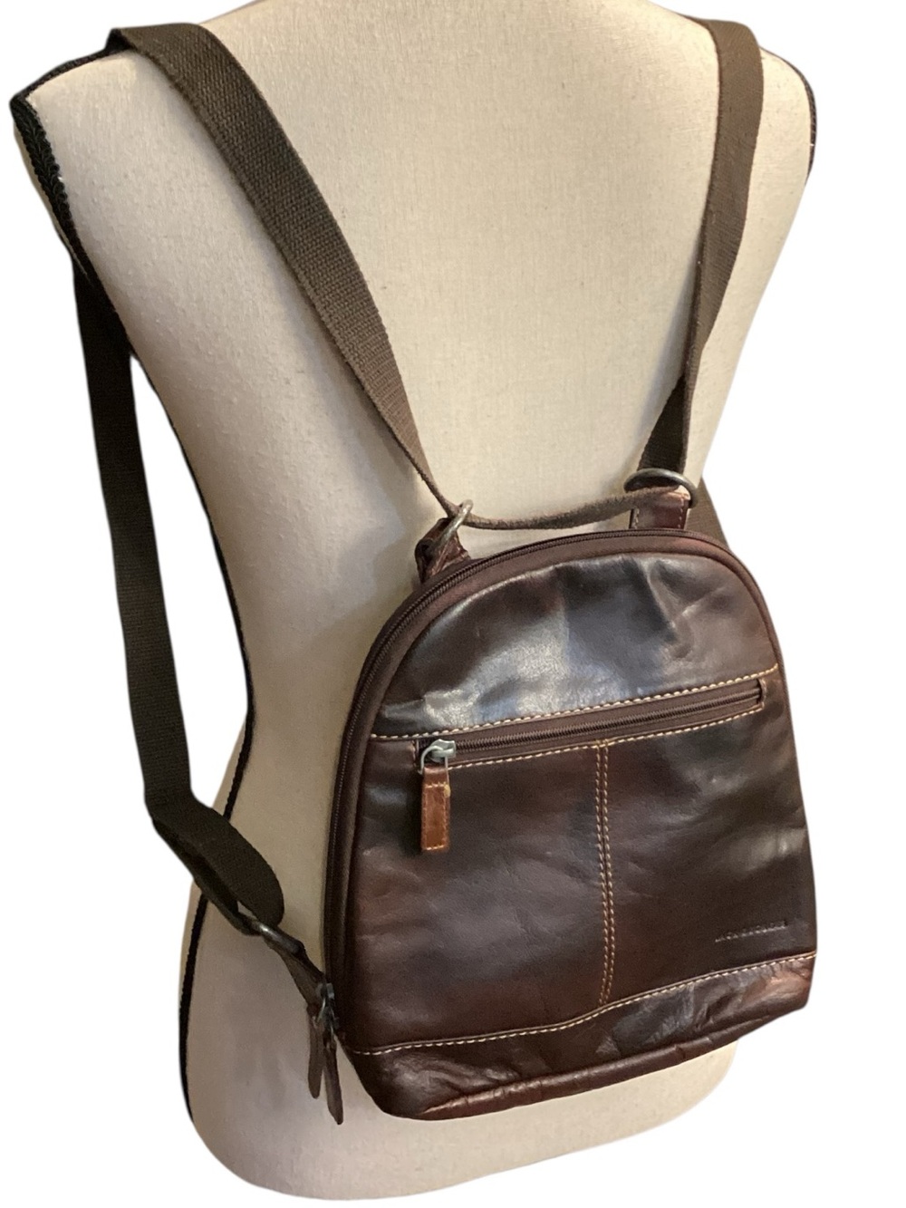 Jack Georges Voyager Small Backpack #7835 Brown Buffalo Leather Mini Bag